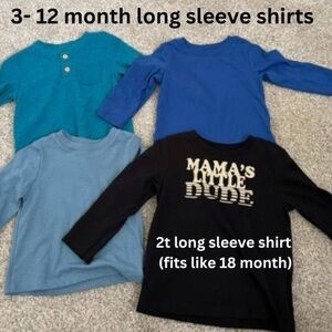Kids Long Sleeve Shirt Set - Blue & Black (Pack of 4)